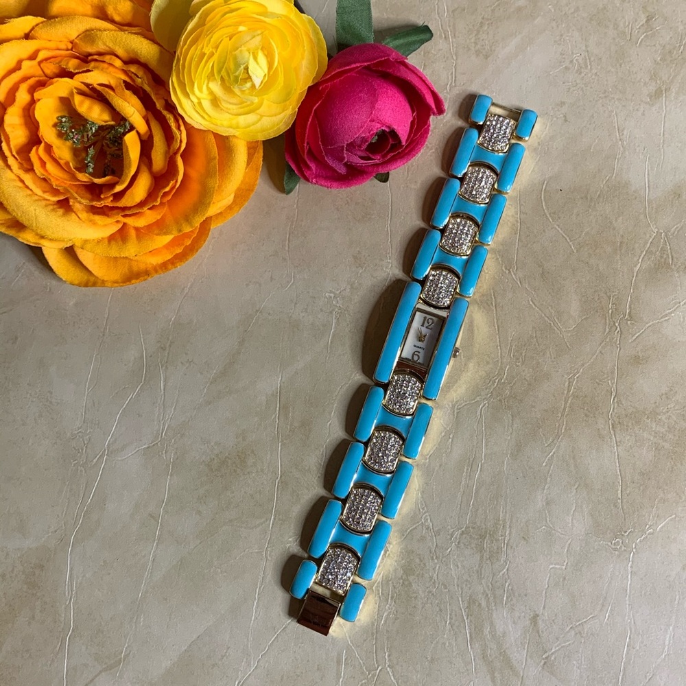 Adrienne Arpel Enameled Link Bracelet Watch